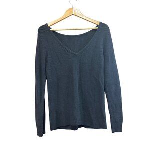 Ribbed Black V-Neck Sweater